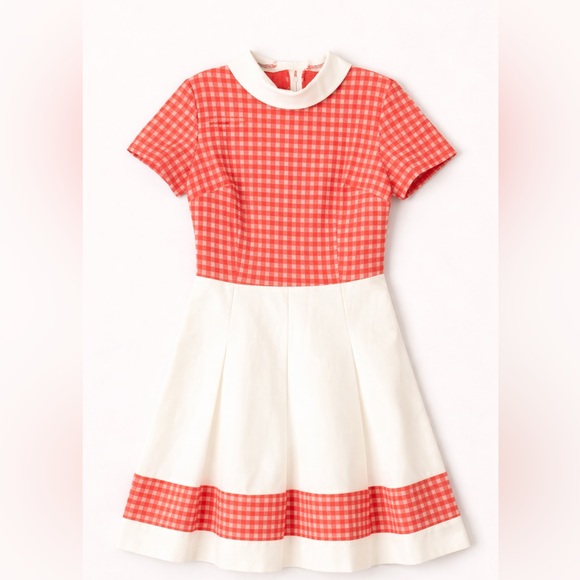 Vintage 1950s Red Gingham Fit & Flare Dress Large • Rockabilly Mad Men Checkered - Picture 2 of 5